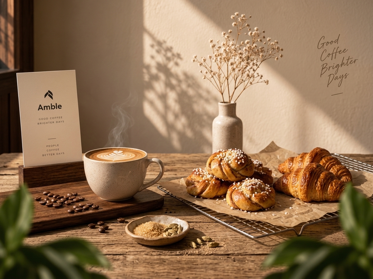 Fresh artisan cardamom buns and croissants
